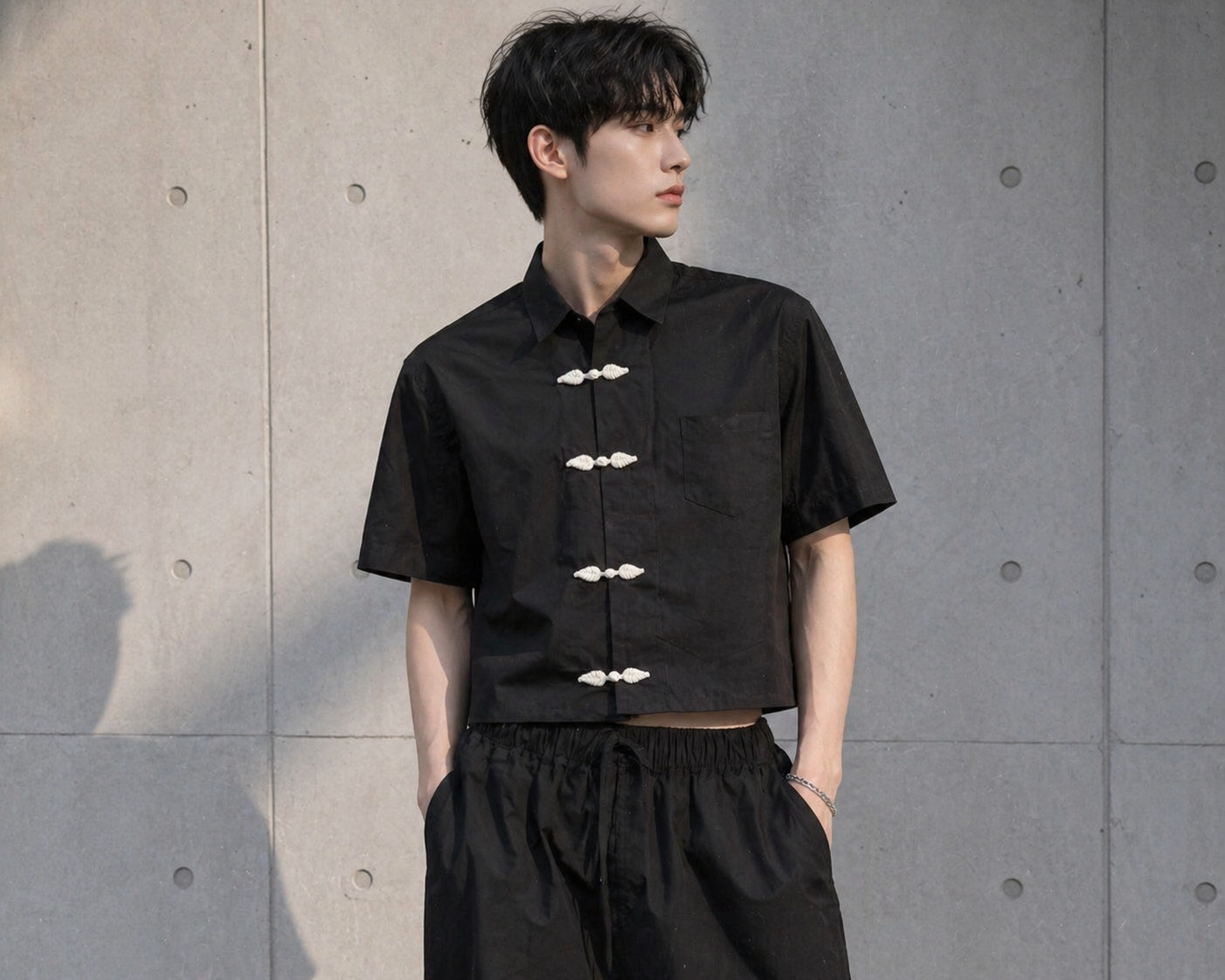Seoul Shadow oversized shirt front view Korean streetwear style