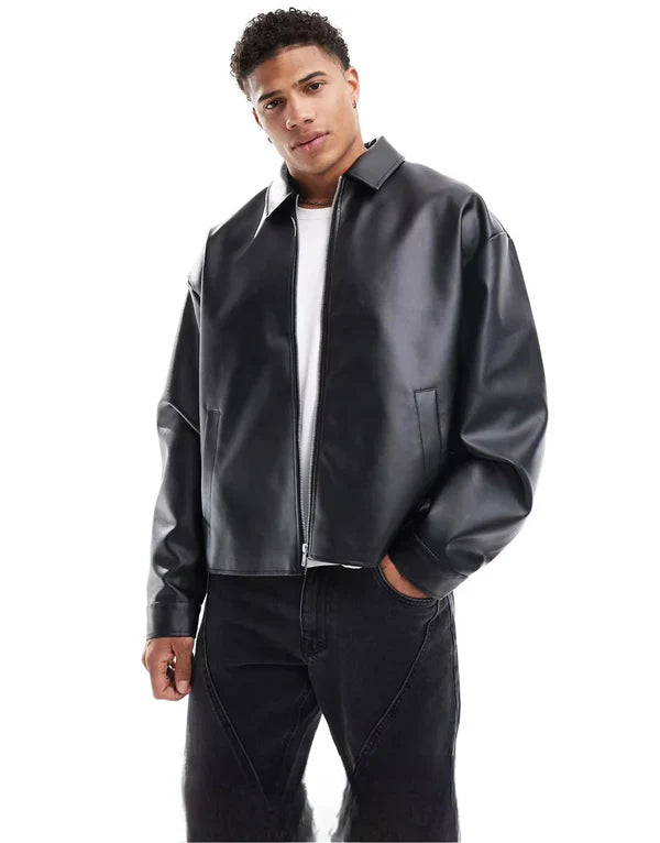 Urban Classic Black PU Leather Jacket for Men | WesternVibe®