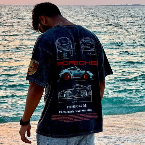 WesternVibe Oversized Car Graphic T-Shirt