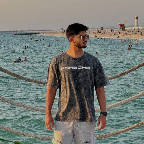 Vintage Acid Wash Porsche T-Shirt for Men and Women