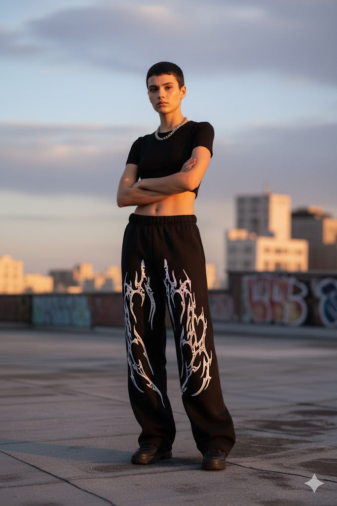 WesternVibe logo detailing – Jet Black heavyweight pants