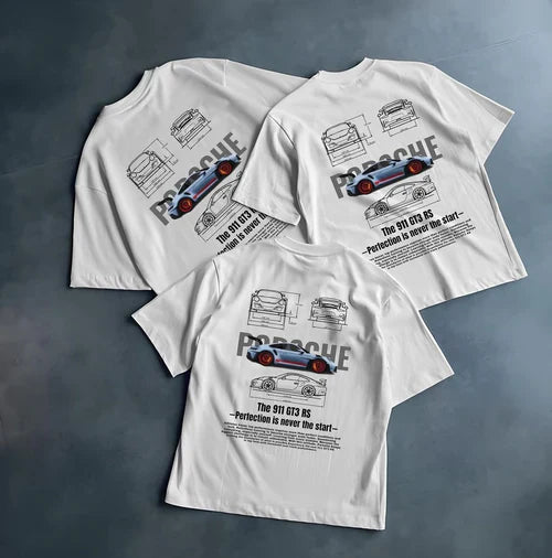 Porsche 911 Oversized T-Shirt Front View – WesternVibe Streetwear