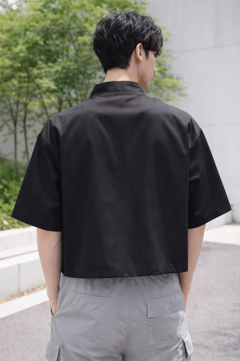 Black Mandarin collar oversized unisex shirt premium design