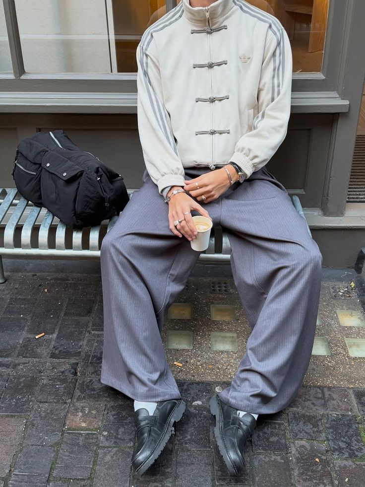 Streetwear jacket featuring traditional Chinese knot button design
