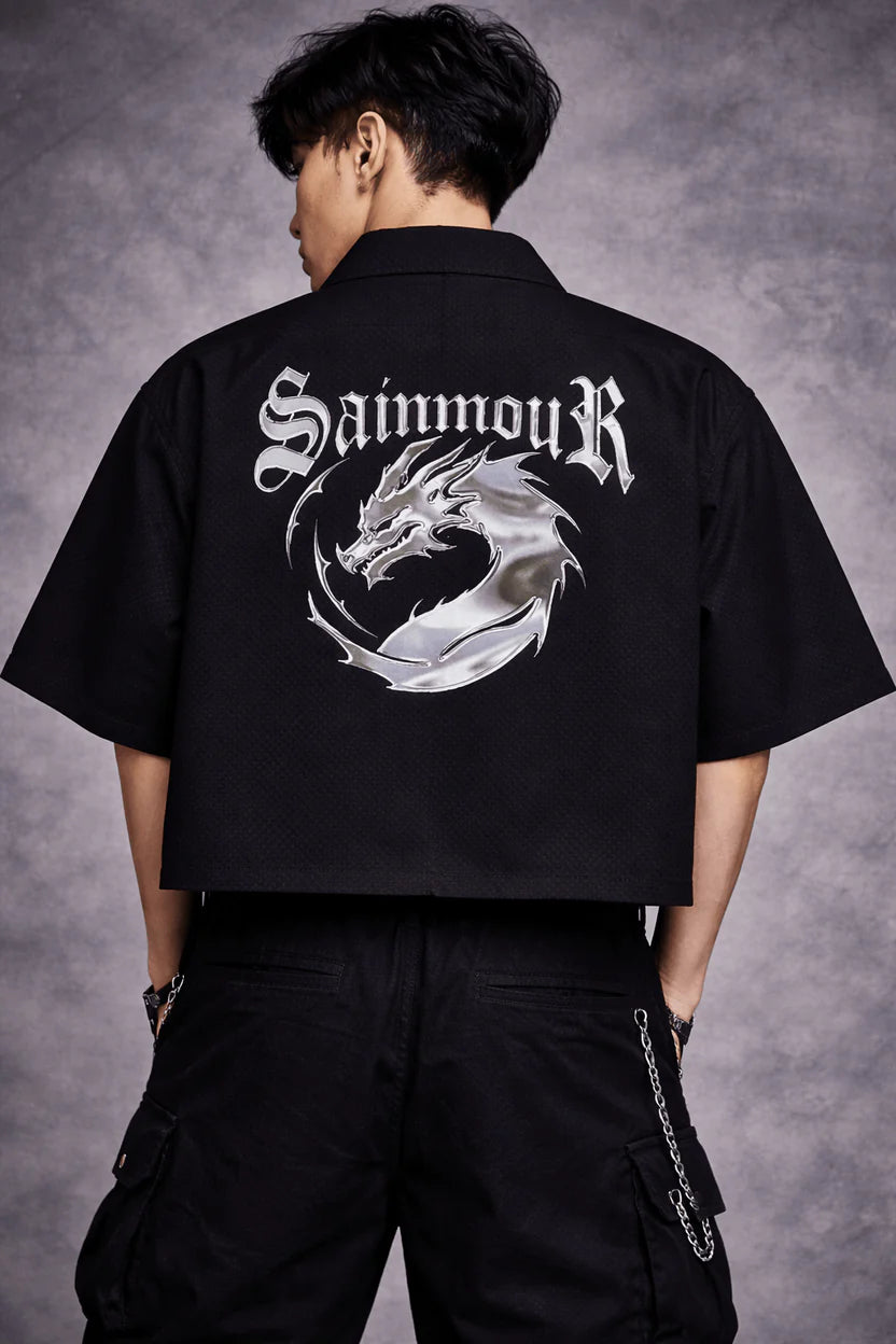 Chinese dragon graphic oversized shirt unisex streetwear fashion