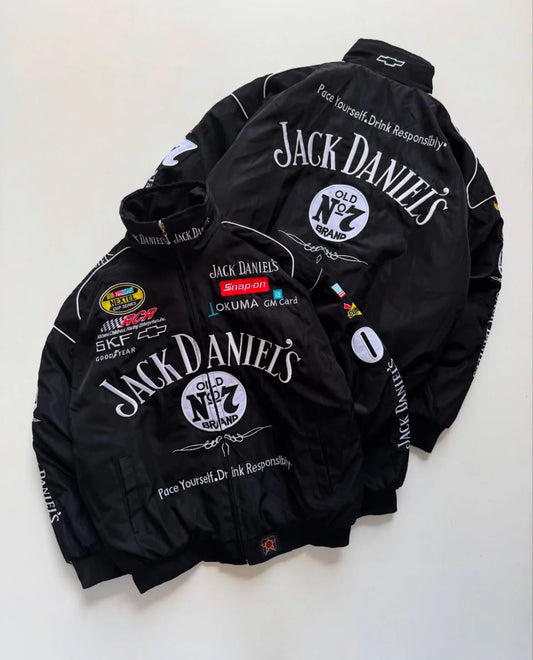Jack Daniel graphic jacket back side DTF print detailed design