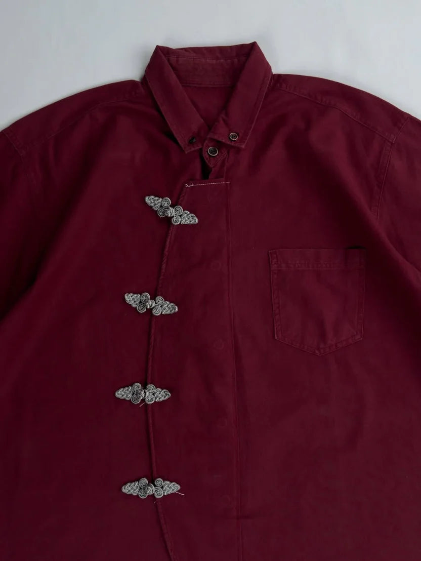 Imperial Crimson boxy fit oversized shirt premium fabric detail