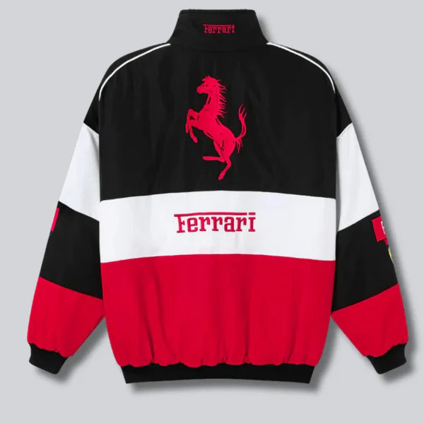 Ferrari F1 Racing Jacket for Men – Formula 1 Motorsport Track Jacket in Red and White