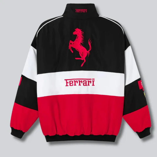 Ferrari F1 Racing Jacket for Men – Formula 1 Motorsport Track Jacket in Red and White